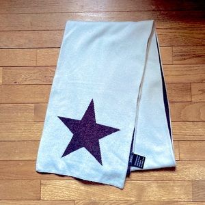 Pure Amici 100% Cashmere Scarf Blue Brown reversible NWOT Super Soft